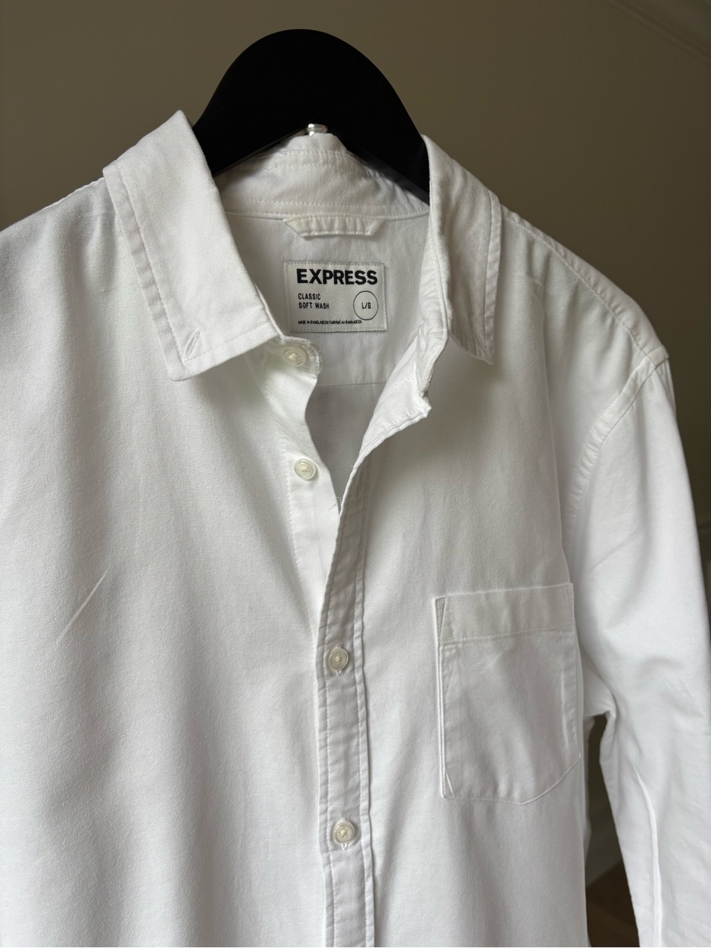 EXPRESS 100% Cotton Men's White Casual Button-Down Shirt, SIZE L - Picture 4 of 7